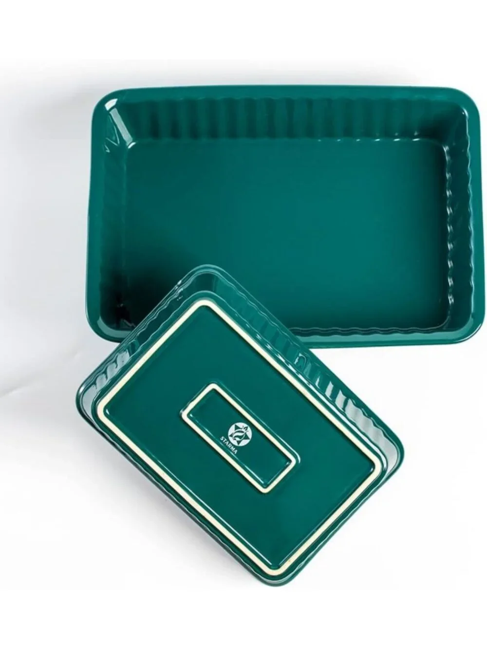 2-Piece Ceramic Baking Dish Set - Rectangular Lasagna & Casserole Pans, Oven